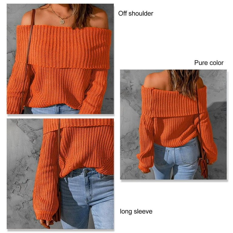 Fold Over Off Shoulder Sweater