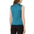 thumbnail image 3 of INSPIRE CHIC Women's Ruffle Neck Pleated Front Summer Sleeveless Satin Blouse XS Deep Green, 3 of 6