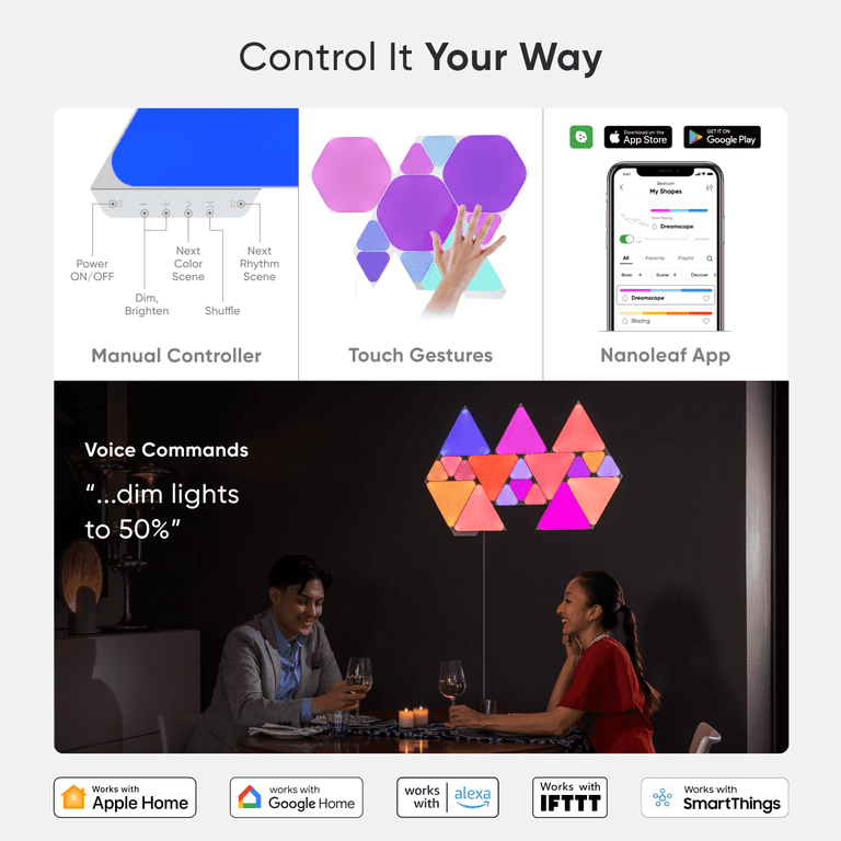 Nanoleaf Shapes スマーターキット Nanoleaf Shapes Mini Triangles Smarter Kit - Smart LED Wall