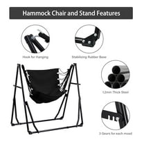3 in 1 Hammock with Stand, Outdoor Hammock Swing Chair with Portable Heavy Duty Stand, Multi-Functional Hammock Stand 480 lbs Weight Capacit-Black