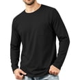 thumbnail image 2 of yeiolnoer Mens T Shirts Baggy Crew Neck Casual Undershirts Long Sleeve Classic Fit Shirts with Pocket for Fall(Black,Small), 2 of 7