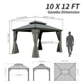 thumbnail image 2 of 10'x12' Hardtop Gazebo, Aluminum Frame Metal Gazebo with Double Galvanized Steel Roof, Curtain and Netting, Outdoor Permanent Pavilion Pergolas for Backyard, Grey, 2 of 9