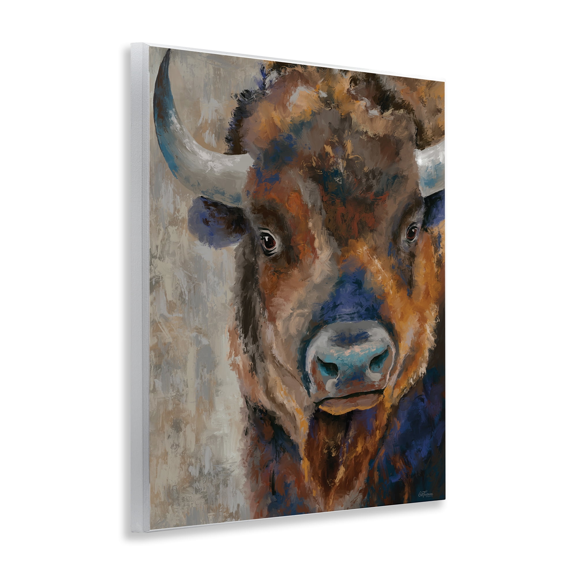 Stupell Industries Bison Rustic Portrait Animals & Insects Painting Unframed Art Print Wall Art, 11 x 14