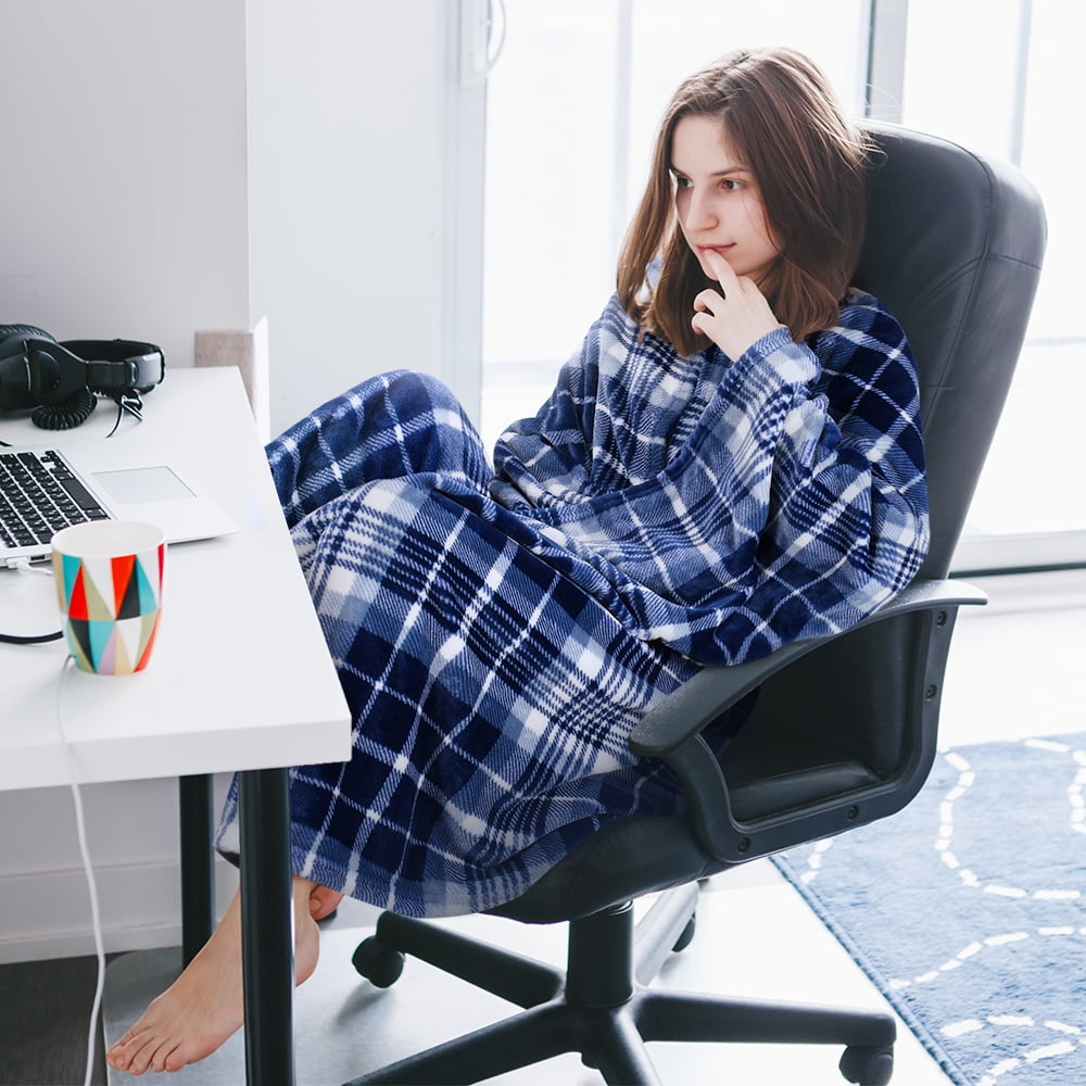 Tirrinia Blue Buffalo Plaid Fleece Blanket 50" X 60" Flannel TV Throw Microfiber-Super Soft & Comfy for Bedding Sofa Car Camping, All Seasons, Machine Washable