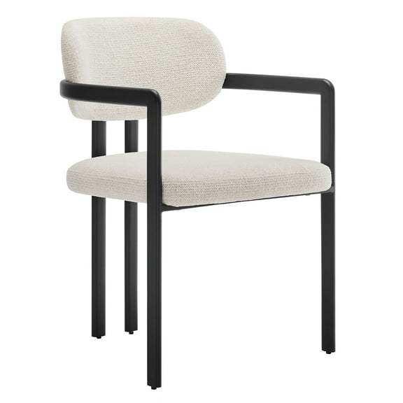 Side Dining Chair, White, Fabric, Metal, Bar Pub Cafe Bistro Dining Kitchen Hospitality Restaurant, Modern Contemporary, HB37857