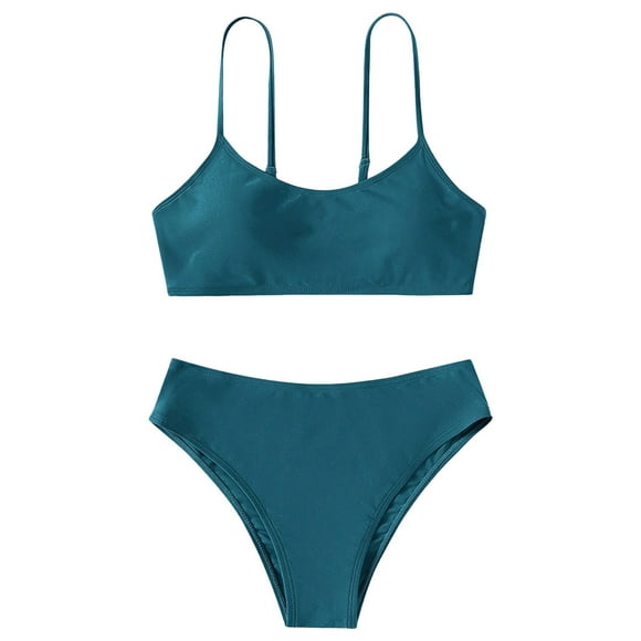 PMVFHDE Girl's Sport High Waist Bikini Set | Two-Piece Swimsuit for Kids with Thin Straps | Quick-Dry Bathing Suit BU2,10-11 Years