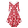 thumbnail image 5 of Christmas Dresses for Women Christmas Party Printed Dresses For Women Vintage Christmas Midi Dress Casual Dresses Cocktail Dress Party Festive Dresses for Christmas Celebration,Hot Pink,L, 5 of 5