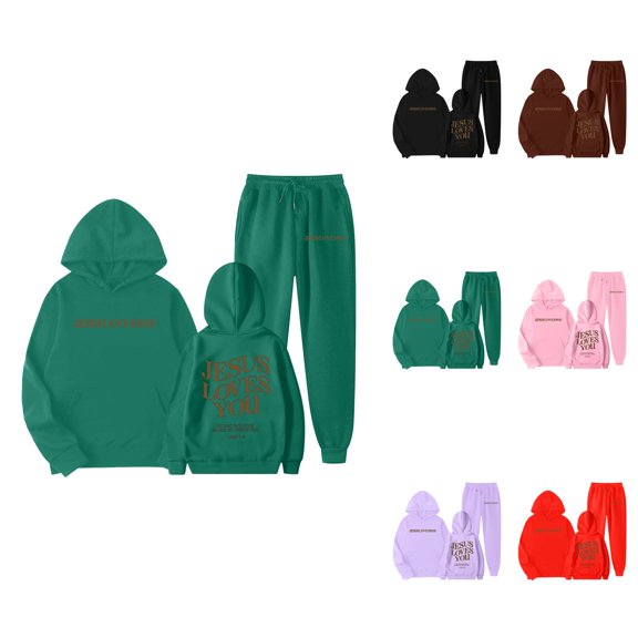 Stylish Girls 2-Piece Outfits Set, Trendy Printed Pullover Hoodie and Jogger Sweatpants for Casual Winter Wear, Ages 2-13 with Easy Care Instructions