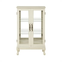 White 25.98 in. Display Cabinet with 2 Glass Doors