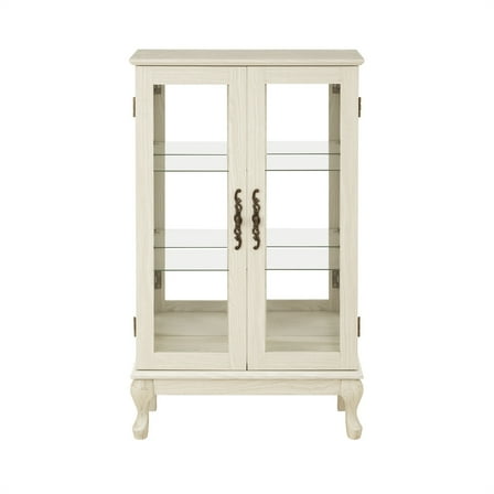White 25.98 in. Display Cabinet with 2 Glass Doors