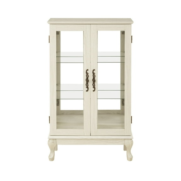 White 25.98 in. Display Cabinet with 2 Glass Doors