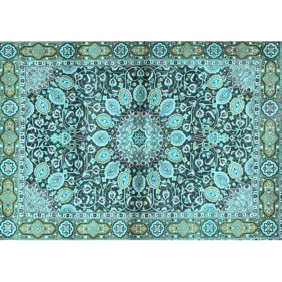 Ahgly Company Indoor Rectangle Persian Light Blue Traditional Area Rugs, 3' x 5'