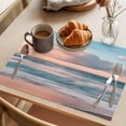 thumbnail image 3 of Beach Ocean Placemats Set of 6 Sunset Scenery Seashore Horizon Summer Place Mats Indoor Wipeable Table Mats Washable Cloth Dining Table Placemats for Kitchen Holiday Party Home Decor 13x19 Inch, 3 of 9