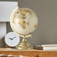 thumbnail image 3 of Explorers Globe, Incised Details, Ivory, Beige With Gold Accents, Mapped with Locations, Longitudes and Latitudes, Resin, Crescent Stand Mounted, Circular Gallery Base, 12.2 Inches Tall, 3 of 6