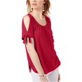 thumbnail image 1 of I-N-C Womens Tie Sleeve Cold Shoulder Blouse, 1 of 1