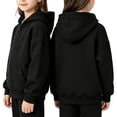 thumbnail image 6 of Gubotare Girls Zip Up Hoodies Teen Fleece Full-Zip Sweatshirts Jacket Casual Fall Hoodie with Pocket Black,Size 13-14 Years, 6 of 7