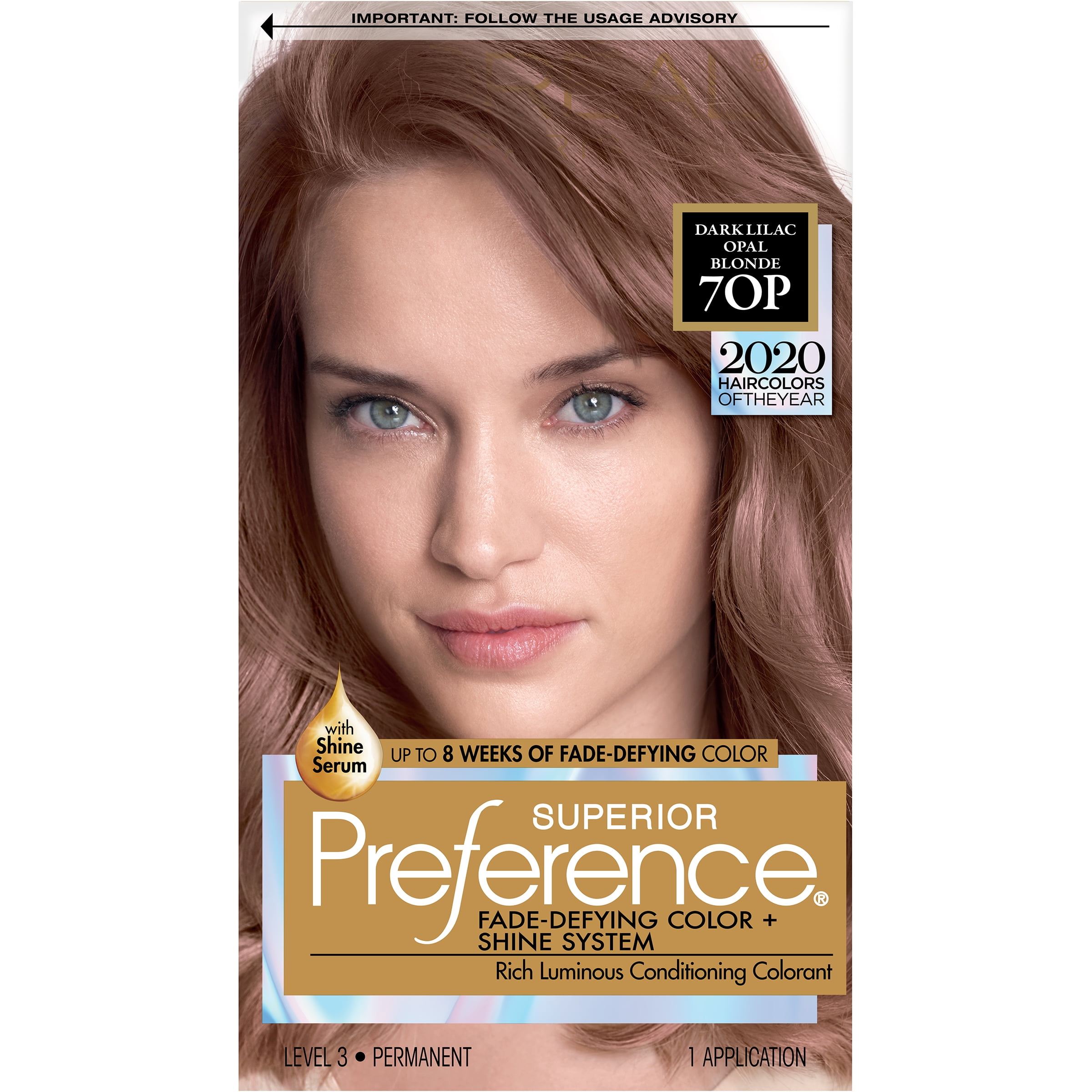 L'Oreal Paris Superior Preference Fade-Defying Shine Permanent Hair Color,  70P Light Lilac Opal Brown, 1 kit 