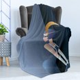 thumbnail image 4 of Retro Soft Flannel Fleece Throw Blanket, 20s Style Short Hair Flapper Girl with Pearl Necklace and Hair Band, Cozy Plush for Indoor and Outdoor Use, 60" x 80", Blue Grey and Dark Blue, by Ambesonne, 4 of 5