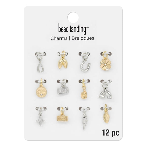 Silver & Gold Lucky Mix Charms by Bead Landing - Charms for DIY Jewelry Making - Necklaces - Bracelets & Keychains - 12 Pack