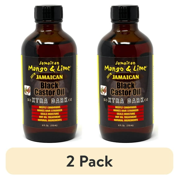 (2 pack) Jamaican Mango & Lime Xtra Dark Black Castor Hair Oil, 4 fl oz, All Hair Types, Unisex