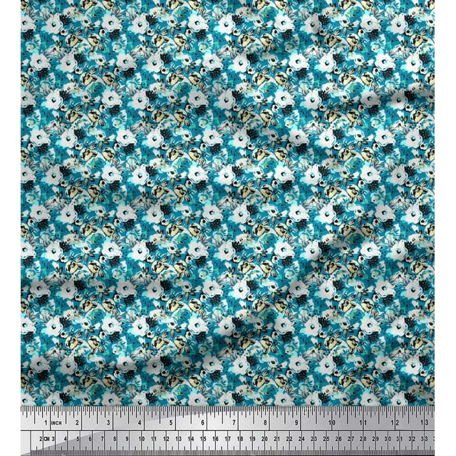 Soimoi Moss Georgette Fabric Floral Shirting Printed Craft Fabric by The Yard 42 Inch Wide