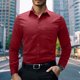 thumbnail image 4 of pstuiky manga larga para hombre, Camisa informal de manga larga con solapa y botones en color liso para hombre, estilo ejecutivo. tops de invierno para hombre l, 4 of 7