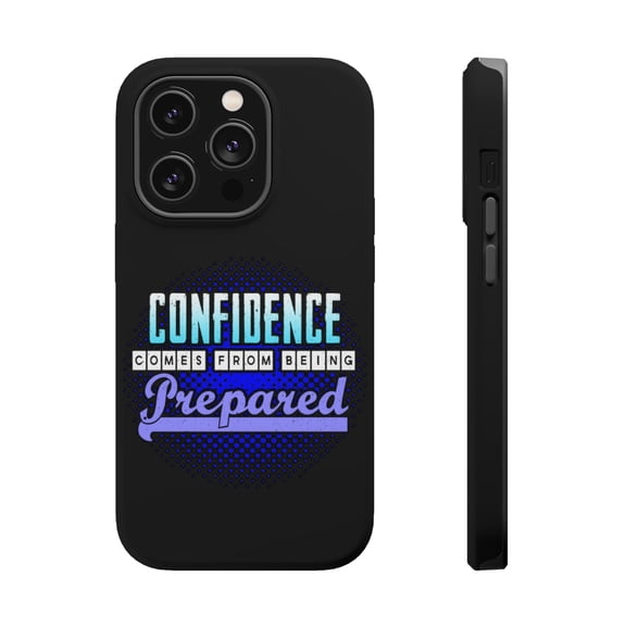 DistinctInk Tough Case for Apple iPhone 15 PRO (6.1" Screen), Compatible with MagSafe Charging - Confidence Being Prepared