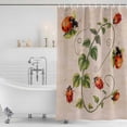 thumbnail image 3 of Ladybugs Eucalyptus Shower Curtain, Waterproof Shower Curtains for Bathroom, Spring Botanical Leaves Retro Washable Fabric Bathtub Curtain Set Bath Decor with 12 Hooks Extra Long 72"x96", 3 of 8