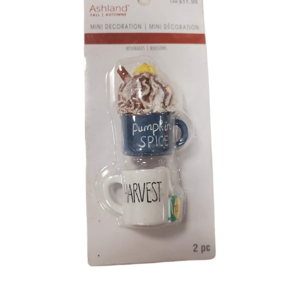 Ashland Fall Mini Decoration Mugs 2-pc Pumpkin Spice  Harvest Tea