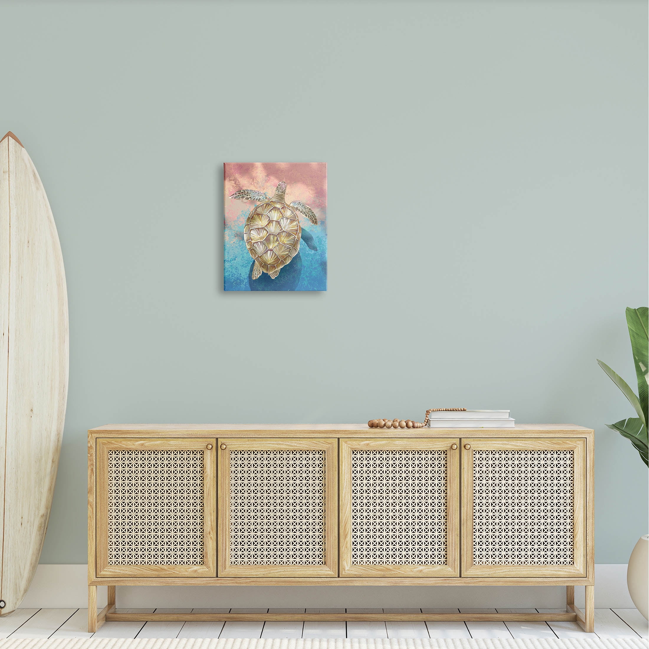 Stupell Industries Vivid Sea Turtle Swimming Painting Gallery Wrapped Canvas Print Wall Art, Design by Ziwei Li