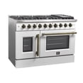 thumbnail image 2 of Forno Galiano 48-Inch Freestanding French Door Gas Range, White & Antique Brass, 2 of 11