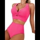 thumbnail image 2 of Conjuntos de Bikini Texturizados para Mujer, Trajes de Baño con Parte Superior y Cintura Alta. Rosa L, 2 of 8