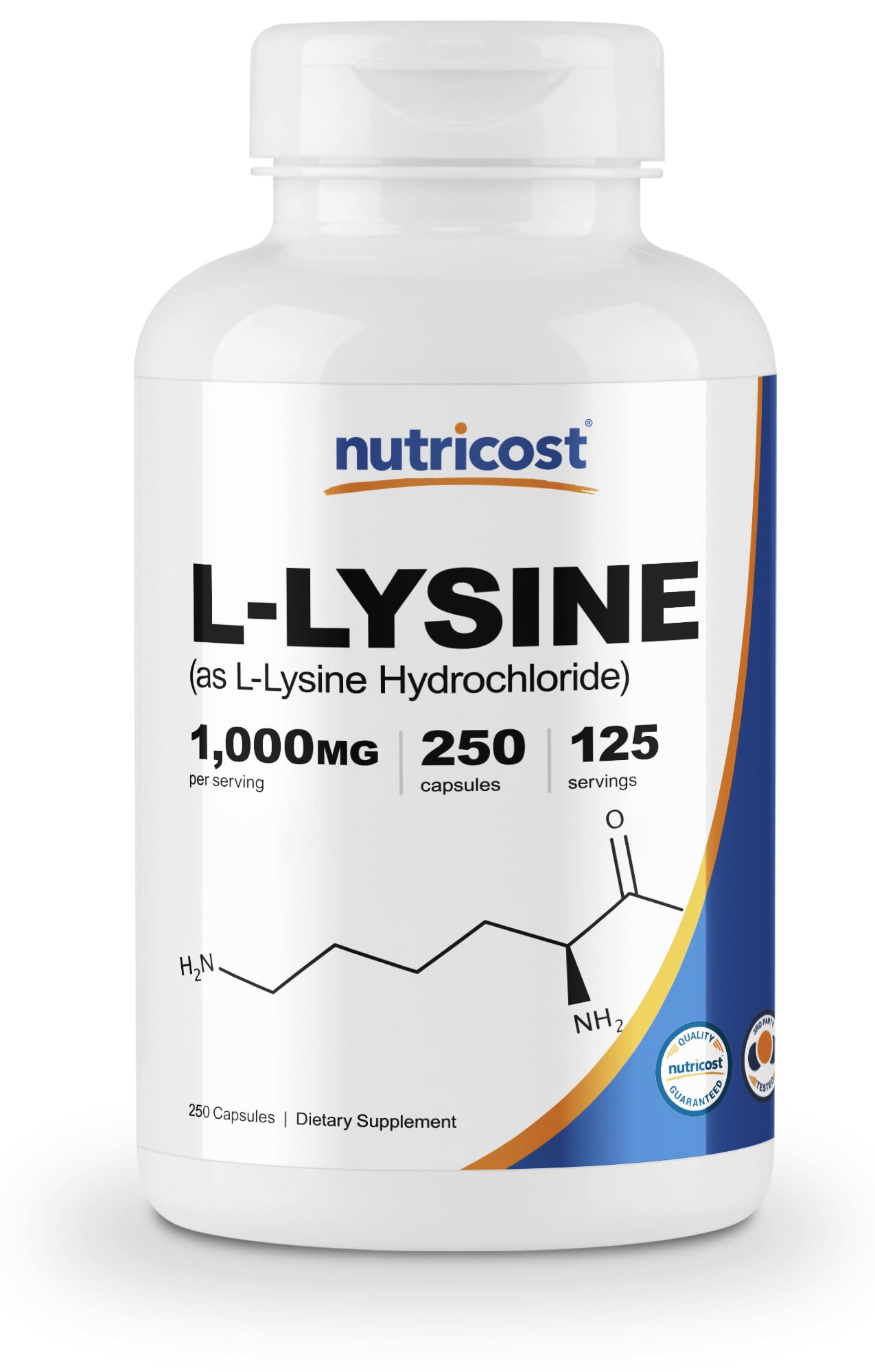 Nutricost LLysine 1000mg Supplement, 250 Capsules 500mg Per Capsule