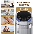thumbnail image 3 of SHOUFTW 36 inch Tower Fan with Remote Control, Oscillating Bladeless Floor Fan, 5 Speeds and 4 Modes for Bedroom Home and Office, Silver, 3 of 7