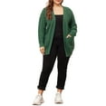 thumbnail image 2 of GRACE & GRANDEUR Cardigans Grande Taille pour Femmes à Manches Longues, à devant Ouvert, avec Poches, Vert Foncé 1X, 2 of 4