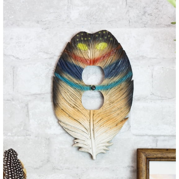 Pack of 2 Native Dreamcatcher Feathers Double Receptacle Outlet Plates