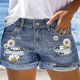 thumbnail image 1 of Mini pantalones vaqueros con cremallera para mujer, pantalones cortos, pantalones cortos elásticos de mezclilla con botones a la moda para la playa para mujer, 1 of 2