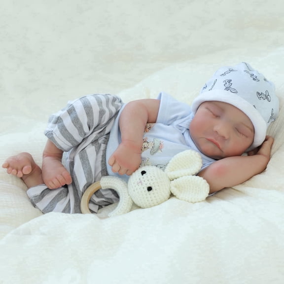Lifelike Sleeping Baby Boy Doll 18 inch Poseable Newborn Reborn Doll for Kids Age 3