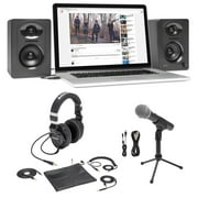 Samson USB/XLR Podcast Microphone+Z55 Studio Headphones+Pair Monitor Speakers