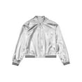 thumbnail image 3 of Alvivi Kids Boy Girl Jazz Hip Hop Dance Costume Shiny Metallic Long Sleeves Bomber Jacket and Pants Set Silver 10, 3 of 7