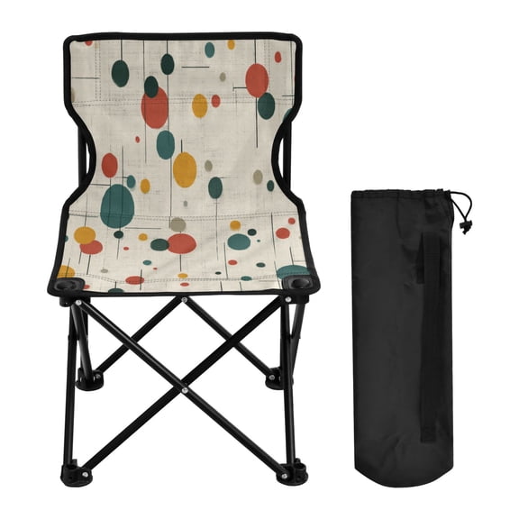 600D Oxford Camping Chair Portable Foldable Chair Supports 220 lbs for Picnic, Fishing, Backpacking Colorful Dots and Lines