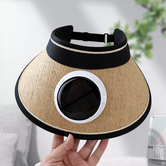 Uandlove Solar Powered Fan Hat with Wide Brim, Adjustable Speed Detachable Fan - Comfortable Breathable for Outdoor Hiking Fishing Gardening Summer