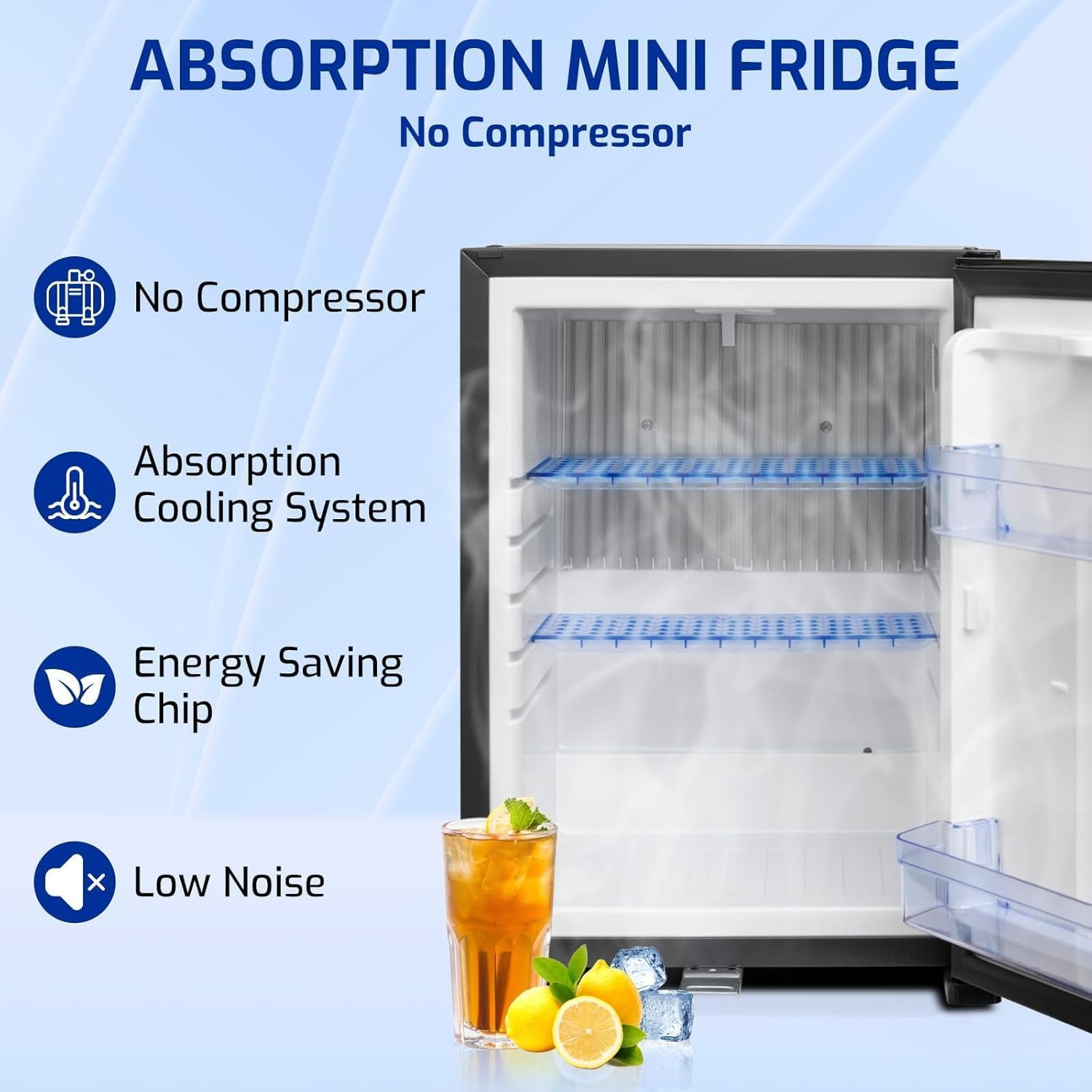 Smad 1.4 Cu ft RV Refrigerator Mini Fridge Freightliner 12V DC/110V AC Bedroom Truck Dorm Lock