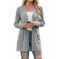 thumbnail image 3 of Cardigan Sweaters for Women Casual Open Front Long Sleeve Knit Coat with Pockets Trendy Light Gray S, 3 of 8
