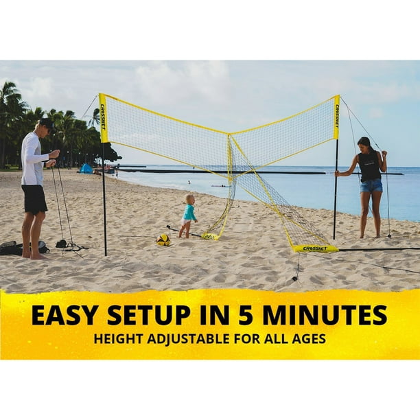 CROSSNET Four Square Volleyball Net & Game Set w/Carrying Backpack