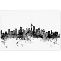 Trademark Fine Art "Seattle Washington Skyline B&W" Canvas Art by Michael Tompsett