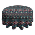 thumbnail image 4 of Multicolor Triangular and Diamond Shaped Geometric Boho Round Tablecloth 60"x60",Wrinkle Wipeable Table Cloth for Kitchen Dining Room Picnic Patio Party, 4 of 6