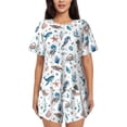 thumbnail image 1 of Fotbe Undersea Animals Conjunto de Pijama Estampado para Mujer, 2 Piezas, Ropa de Dormir con Camiseta de Manga Corta y Shorts Suaves-X-Large, 1 of 6