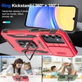 thumbnail image 3 of for Samsung Galaxy A15 5G Case with Sliding Camera Cover & Tempered Glass Screen Protector + Rotatable Ring Holder Kickstand Shockproof Slim Phone Case for Galaxy A15 5G (6.5", 2024) [Red], 3 of 13