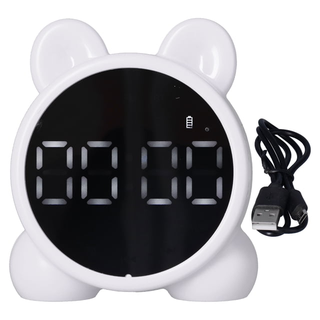 Reloj despertador con altavoz Bluetooth P1, despertadores digitales recargables con altavoz Bluetooth para dormitorio de niños, oficina, color blanco